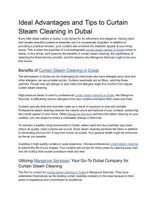 Ideal Advantages and Tips to Curtain Steam Cleaning in Dubai