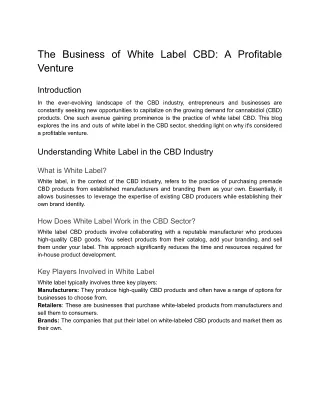 The Business of White Labeling CBD_ A Profitable Venture