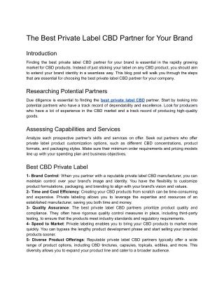 The Best Private Label CBD Partner for Your Brand