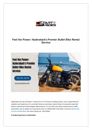 Hyderabad's Premier Bullet Bike Rental Servic