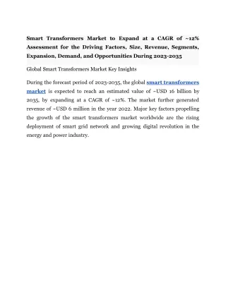 Smart Transformers Market