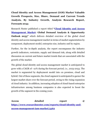 Cloud Identity and Access Management (IAM) Market Demand 2033