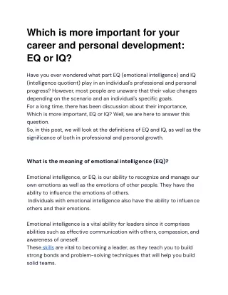 Which is more important for your career and personal development_ EQ or IQ