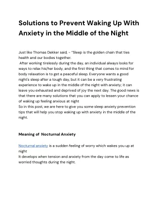 Solutions to Prevent Waking Up With Anxiety in the Middle of the Night