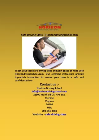 Safe Driving Class  Horizondrivingschool com