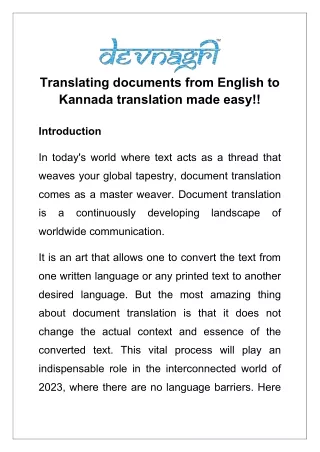 Translating documents from English to Kannada translation made easy!!