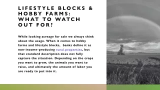 LIFESTYLE BLOCKS & HOBBY FARMS WHAT TO WATCH OUT FOR