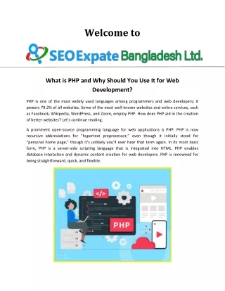 PHP Web Development | SEO Expate BD Ltd