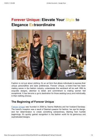 Forever Unique-Elevate Your Style to Elegance Extraordinaire