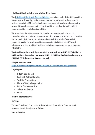 Intelligent Electronic Devices Market