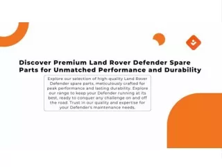 Discover Premium Land Rover Defender Spare Parts for Unmatched Performance and Durability
