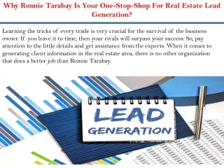 Why Ronnie Tarabay Is Your One-Stop-Shop For Real Estate Lead Generation