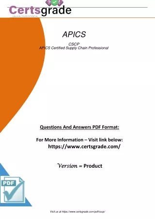 Pass Cscp Apics Certified Supply Chain Professional Study Guide Exam Q and A