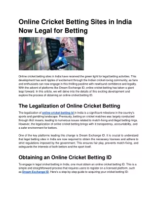 Online Cricket Betting Sites in India Now Legal for Betting