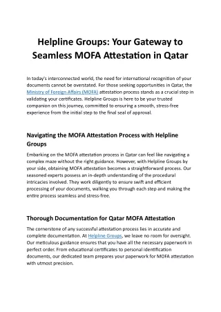 Your Gateway to Seamless MOFA Attestation in Qatar