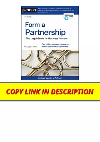 Ebook download Form a Partnership The Legal Guide for Business Owners full