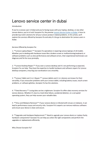 Lenovo service center in dubai 2
