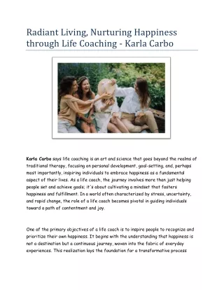 Karla Carbo - Radiant Living, Nurturing Happiness through Life Coaching