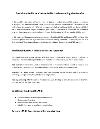 Traditional LASIK vs. Custom LASIK_ Understanding the Benefits