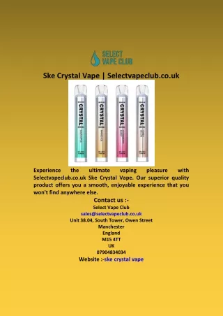 Ske Crystal Vape  Selectvapeclub co uk