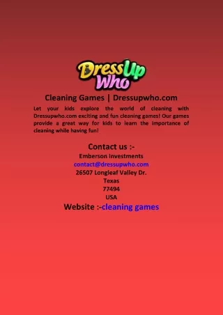 Cleaning Games  Dressupwho com