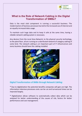 What is the Role of Network Cabling in the Digital Transformation of SMBs