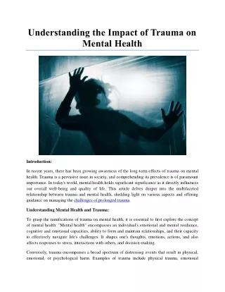 Understanding the Impact of Trauma on Mental Health