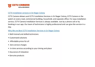 CCTV Installation services in Sri Nagar Colony