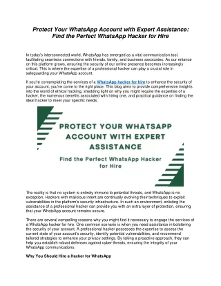 Protect Your WhatsApp Account with Expert Assistance Find the Perfect WhatsApp Hacker for Hire