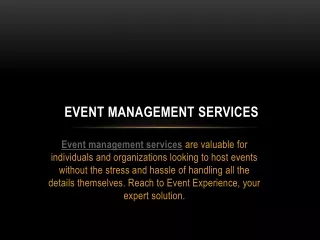  Event Management Services