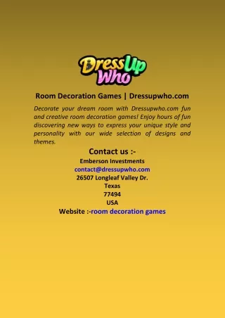 Room Decoration Games  Dressupwho com