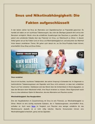 Snus und Nikotinabhängigkeit - Die Fakten aufgeschlüsselt