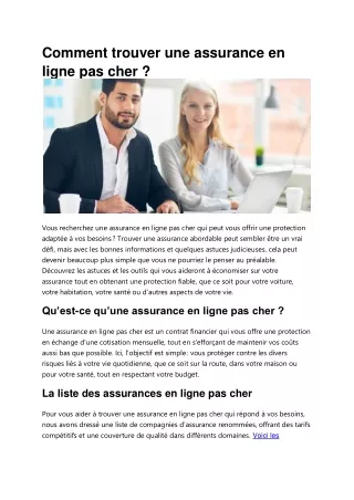 Assurance en ligne pas cher : Économisez sur vos polices d'assurance