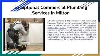 Commercial Plumbing Services in Milton