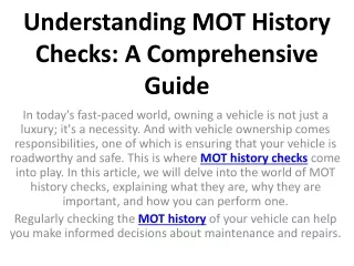 Understanding MOT History Checks A Comprehensive Guide