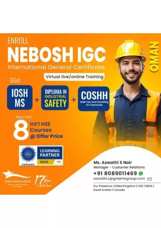 Creating Awareness for Safety and Making Safer Oman - NEbosh Course in Oman