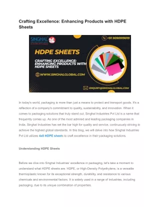Crafting Excellence_ Enhancing Products with HDPE Sheets