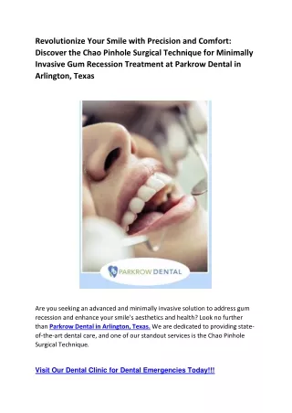 Revolutionize Your Smile with Precision and Comfort: Parkrow Dental