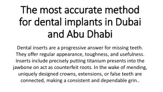 The most accurate method for dental implants in Dubai and Abu Dhabi