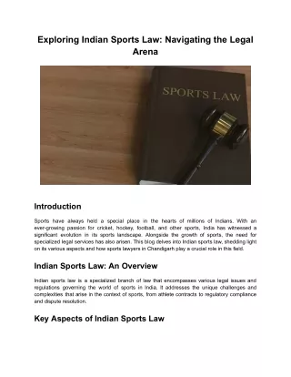 Exploring Indian Sports Law_ Navigating the Legal Arena