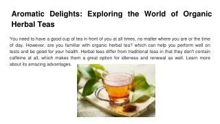 Aromatic Delights_ Exploring the World of Organic Herbal Teas