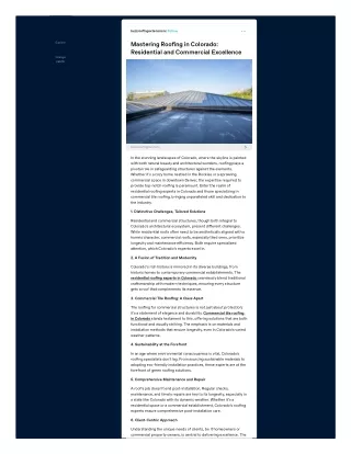 Mastering Roofing in Colorado Residential and Commercial Excellence