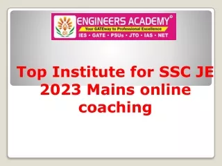 Top Institute for SSC JE 2023 Mains online coaching
