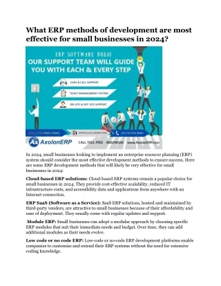 What ERP methods of development are most effective for small businesses in 2024