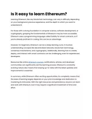 Is it easy to learn Ethereum_