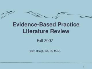 Evidence-Based Practice Literature Review