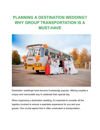 PLANNING A DESTINATION WEDDING? WHY GROUP TRANSPORTATION IS A MUST-HAVE