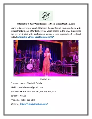 Affordable Virtual Vocal Lessons In Usa | Elizabethzabala.com