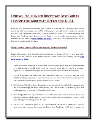 Unleash Your Inner Rockstar: Best Guitar Lessons for Adults at Ocean Kids Dubai