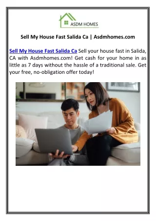 Sell My House Fast Salida Ca | Asdmhomes.com
